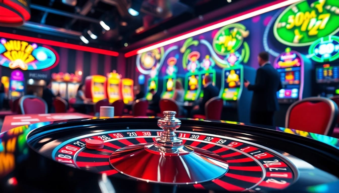 Spieler erleben die Spannung des casinospielen am Roulette-Tisch mit bunten Spielkarten.