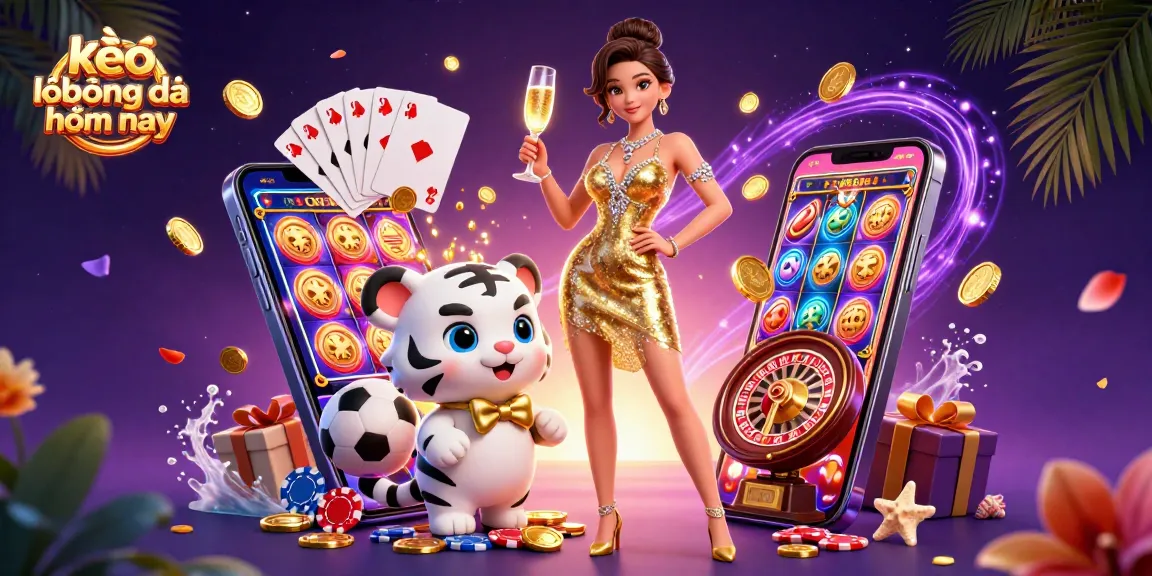 Experience the excitement of kèo bóng đá hôm nay with vibrant 3D digital casino illustration showcasing sports elements and glamour!