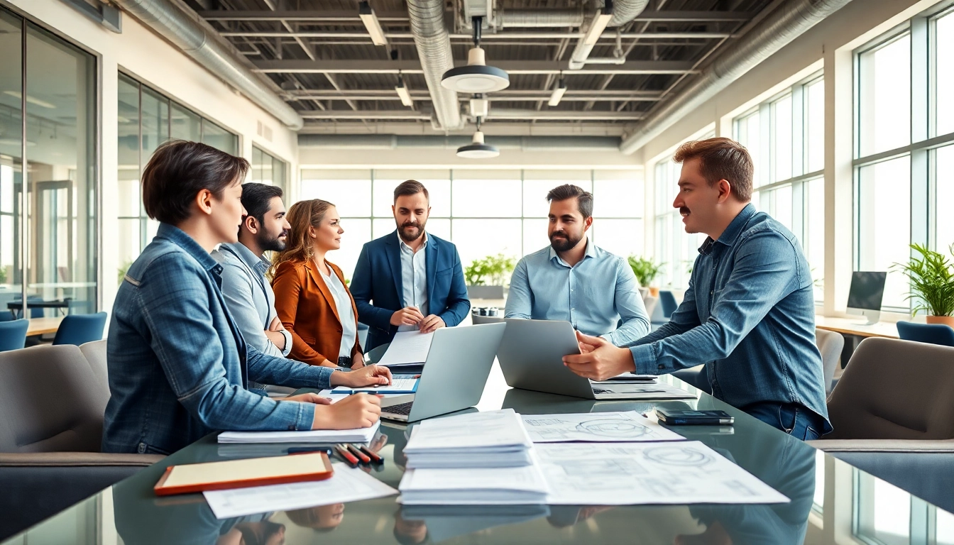 Headhunter Ingenieure in einem modernen Büro mit deinem engagierten Team von Ingenieuren.