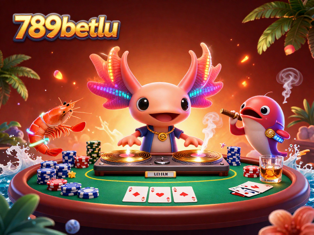 Experience exciting gaming with 789betlu as cartoon characters entertain a vibrant casino scene.