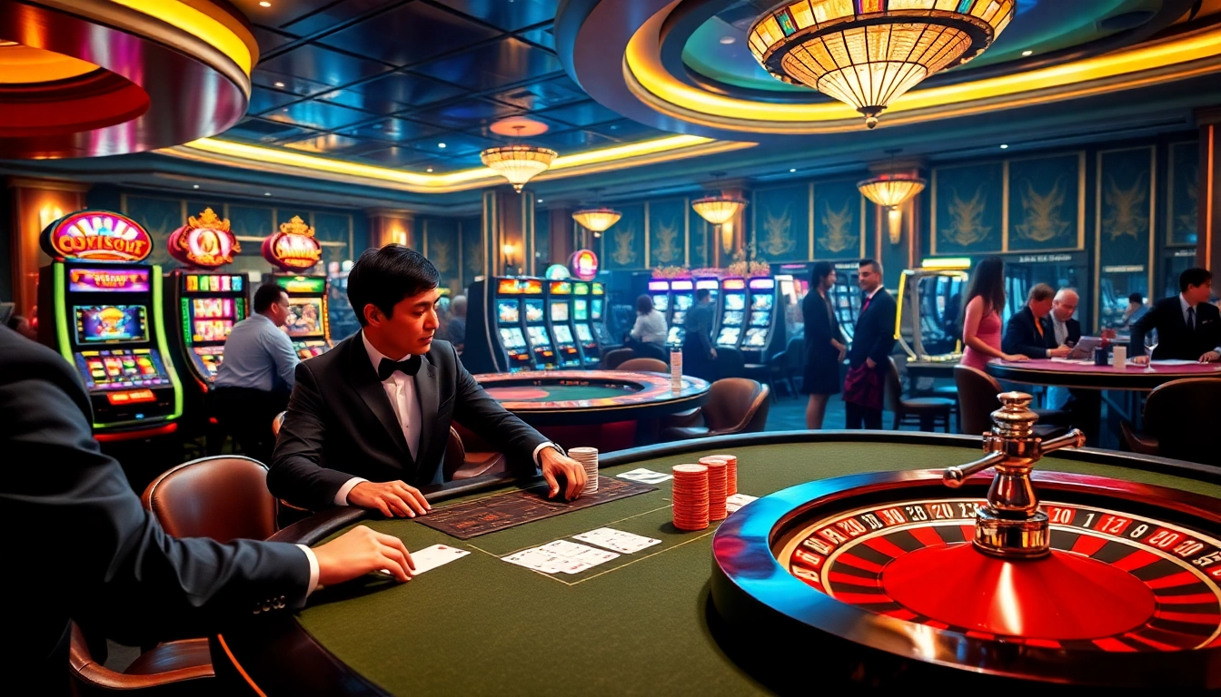 Experience the thrill of U888 com with players at a vibrant poker table in a luxurious casino setting.