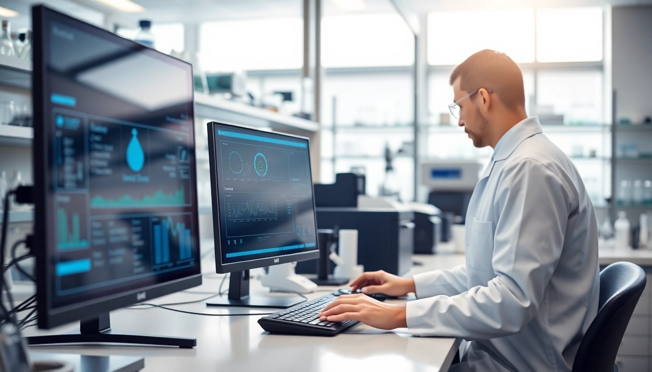 Digitale Loesungen im modernen Labor mit innovativen Technologien und professioneller Atmosphaere.