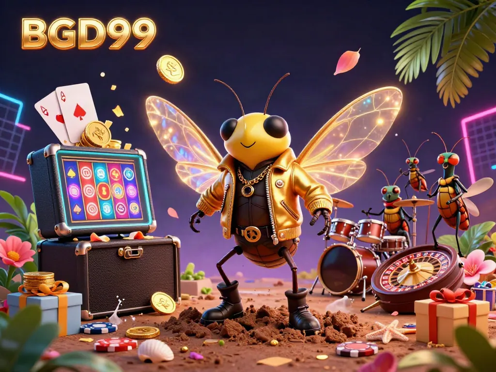 Experience thrilling gaming with BGD99, featuring a rock star scene infused with dynamic casino elements.