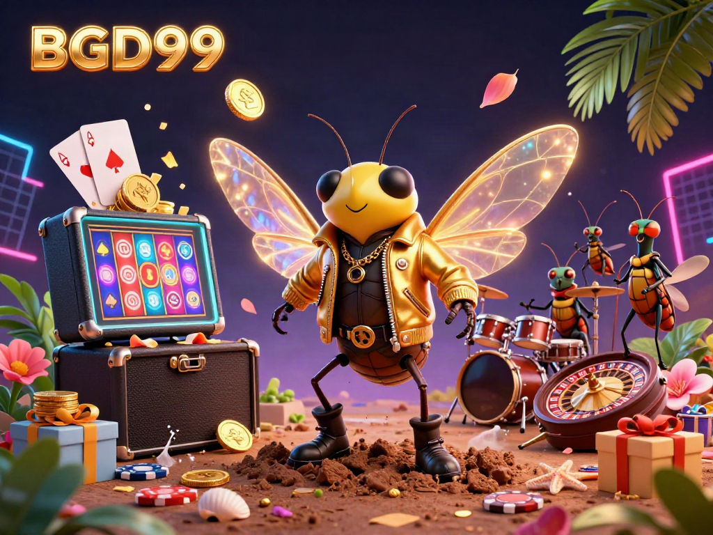 Experience thrilling gaming with BGD99, featuring a rock star scene infused with dynamic casino elements.