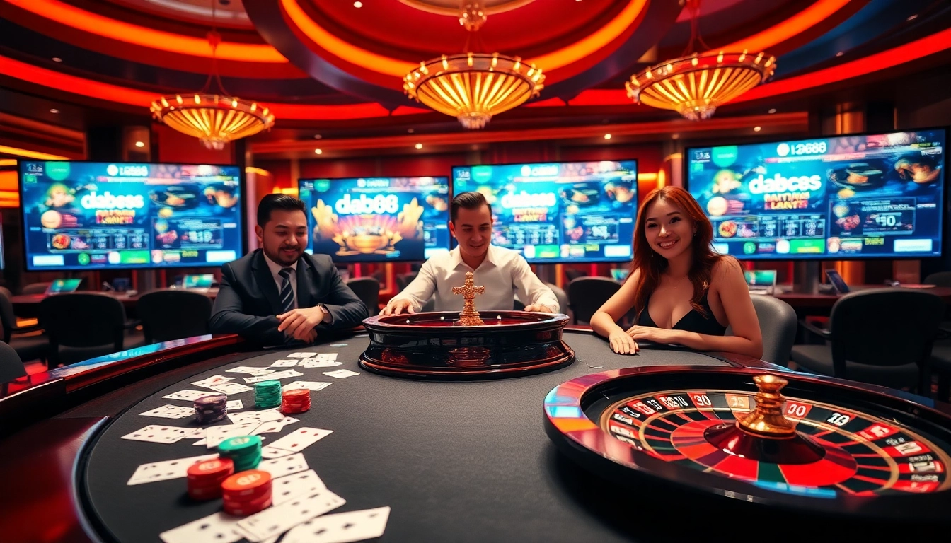 Exciting da88 game action at a luxurious casino table with poker chips and cards.