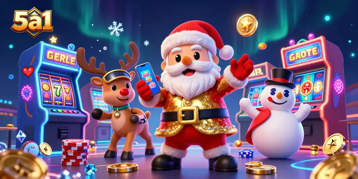 Experience the 5a1 thrill with Santa and friends in a festive jackpot slots scene!