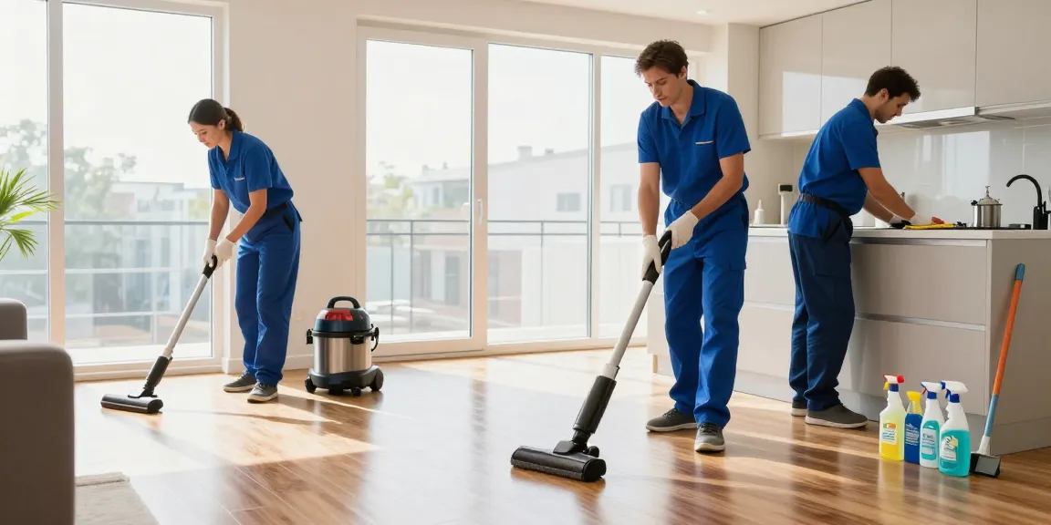 Professional team performing wohnungsendreinigung bern in a modern apartment, ensuring spotless surfaces and satisfaction.