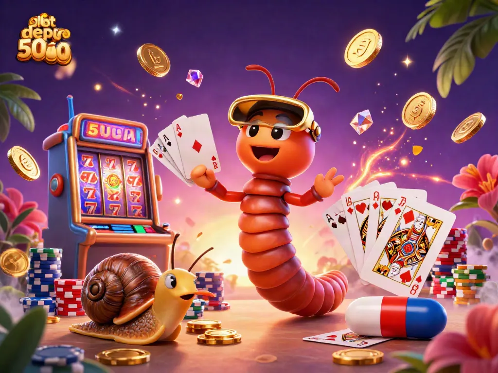 Experience the excitement of slot depo 5000 with vibrant visuals and dynamic gaming elements in this illustrative scene.