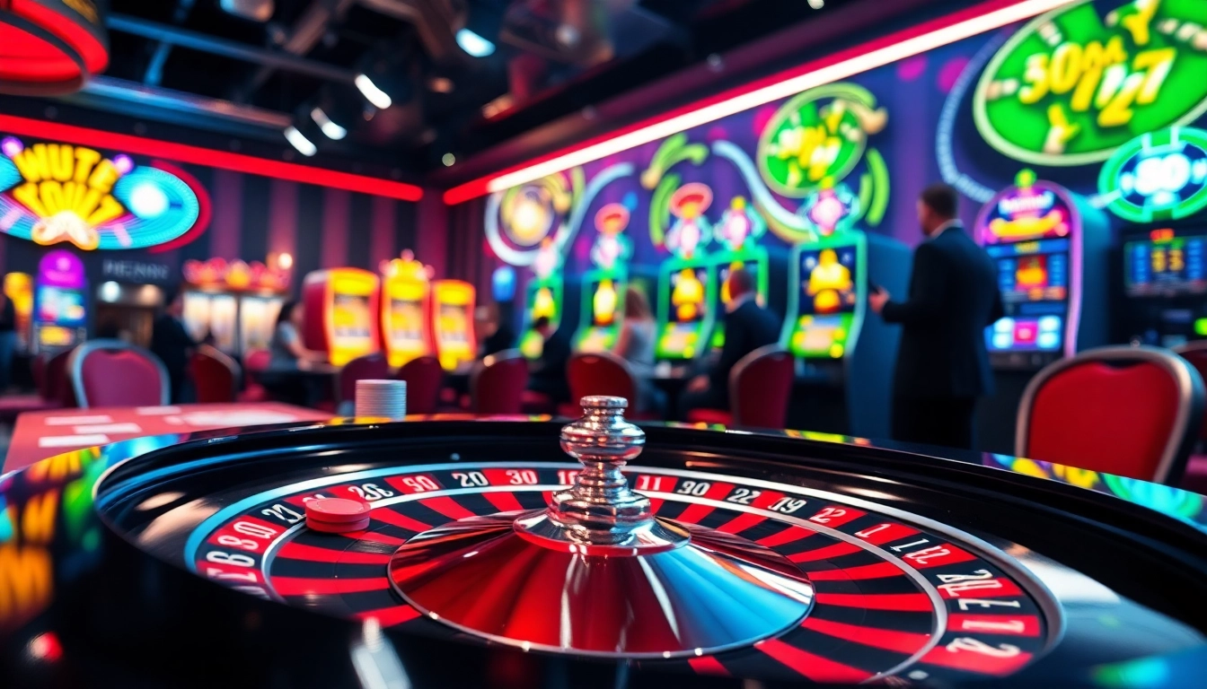 Spieler erleben die Spannung des casinospielen am Roulette-Tisch mit bunten Spielkarten.