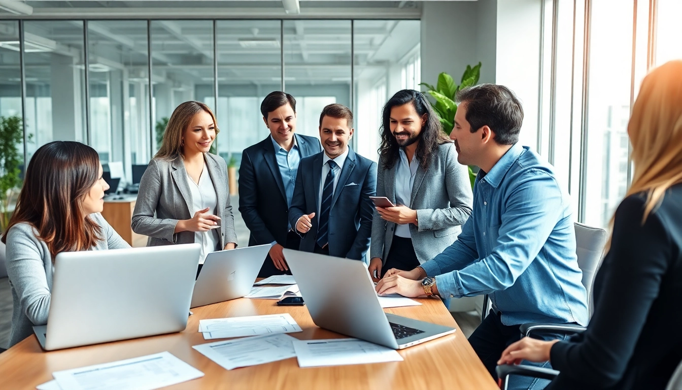 Headhunter IT in action, engaging with a diverse team in a professional office.