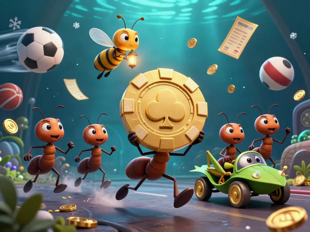 BGD88 ants heist scene with sports elements and a lively underground setting.