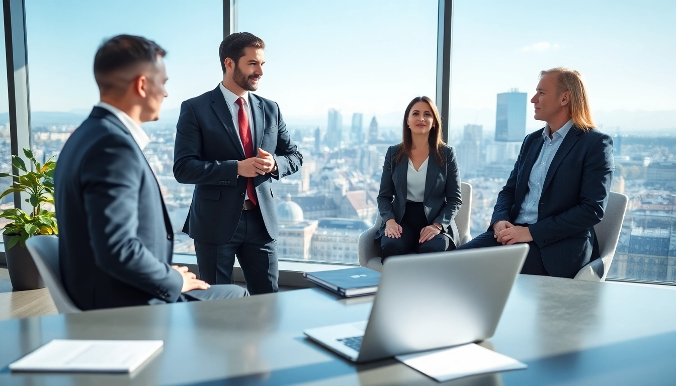 Interacting with a Headhunter Schweiz in a professional office setting, showcasing recruitment expertise.