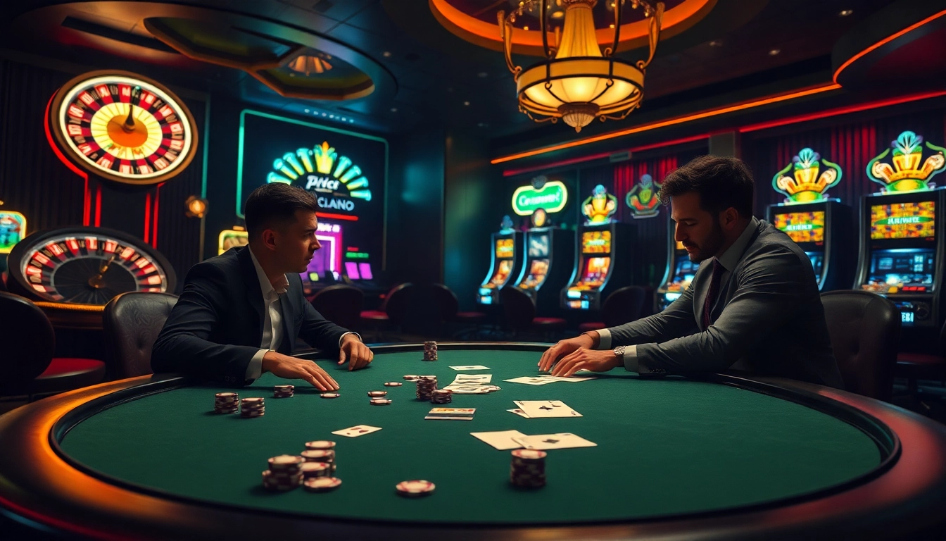 High-stakes poker game with poker chips and cards showcasing the excitement of 7m.